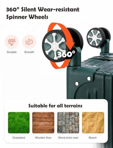 50.8cm(20인치) PC 하드 쉘 휴대용 수하물, 항공사 승인 여행 가방, 브러시드 그린, 20인치, 모던 하드사이드 알루미늄 프레임 - color: 브러시드 그린