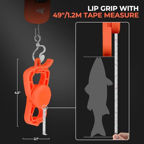 KastKing ToughTide USB Charging Fish Scale with Lip Gripper, Orange Combo - color: Orange