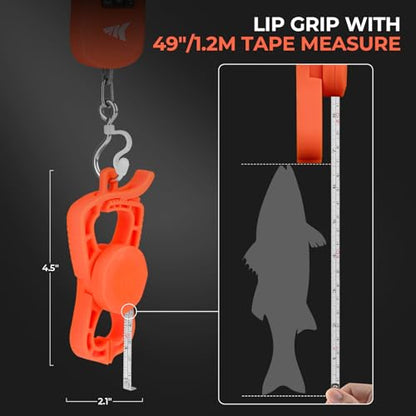 KastKing ToughTide USB Charging Fish Scale with Lip Gripper, Orange Combo - color: Orange