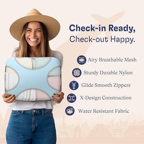 Shacke 8 Set Packing Cubes for Travel, Shoe & Toiletry Bags (Sky Blue) - color: 8 Set - Sky Blue, size: Set of 8