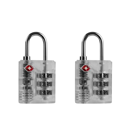 Luggage Locks TSA Approved, Combo Lock for Gym Locker, Small Padlock Combination, 3 Digit Combination Padlock for School Locker, Travel Suitcase, Gun Case, Backpack Zipper (White+White) - color: White+White
