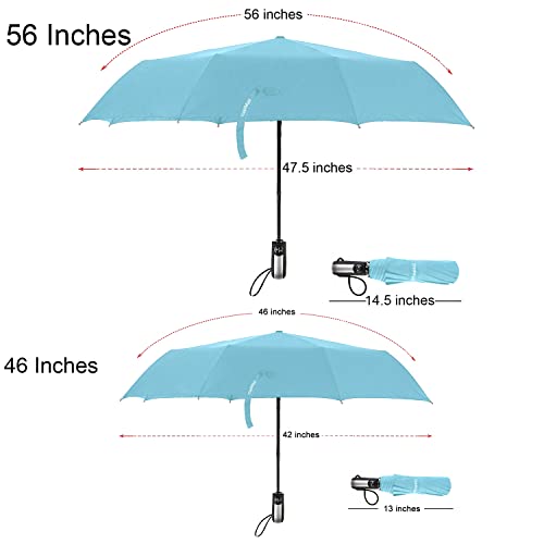 TradMall Travel Umbrella Windproof 56 Inches Canopy, Sky Blue - color: Sky Blue, size: 56 Inches