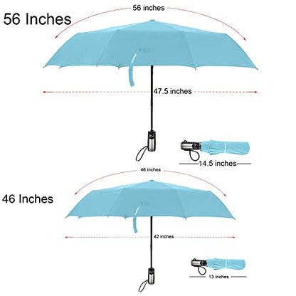 TradMall Travel Umbrella Windproof 56 Inches Canopy, Sky Blue - color: Sky Blue, size: 56 Inches
