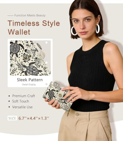 Sea Turtle Wallet Women RFID, Passport Holder, Credit Card Holder - color: Sea Turtle