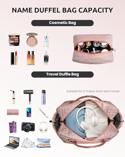 Birthday Gifts for Women-Initial Duffle Bags with Shoe Compartment - color: Pink, style: V