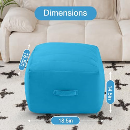 MeMoreCool Square Pouf Ottoman Foot Rest 20x20x15 Inches, Blue - color: Striped Blue