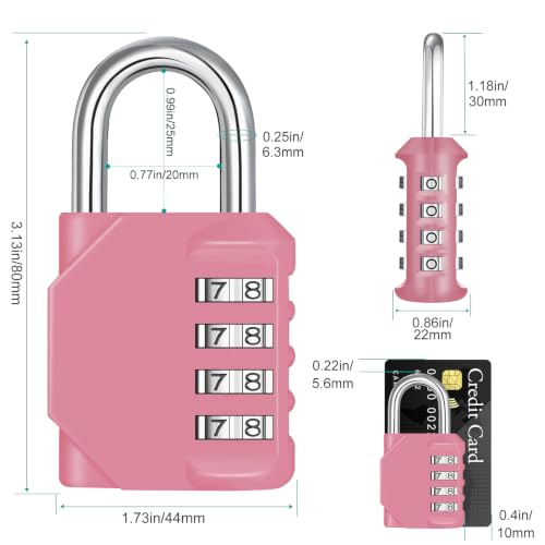 ZHEGE Gym Locker Lock 2 Pack, Resettable 4 Digit Combo Lock (Pink & Purple) - color: 2P, Pink&Purple, size: 2P