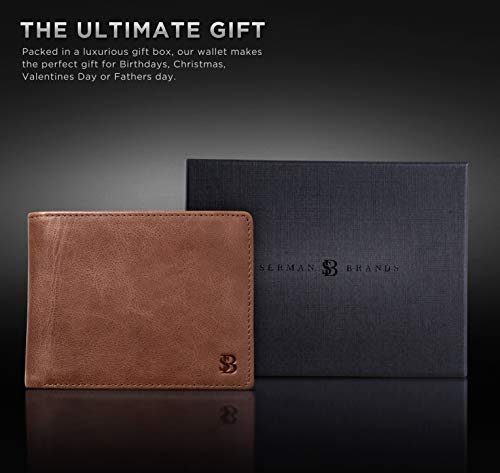 2 ID Window RFID Blocking Wallets for Men, Full Grain Leather Mens Bifold - color: Morning Roast Executive