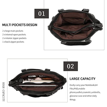 KL928 Large Purses for Women Shoulder Bag Tote Handbags Stylish Vegan Leather Hobo Bags Ladies, A-Black-4 - color: 01-charcoal Gray