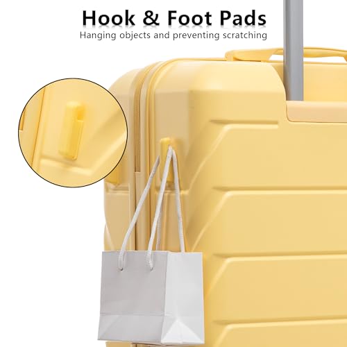 Hardshell Luggage Sets, Lightweight Stripes Suitcases with Spinner Wheels, Yellow-220 - color: Yellow-220, size: 20/24/28 Inch