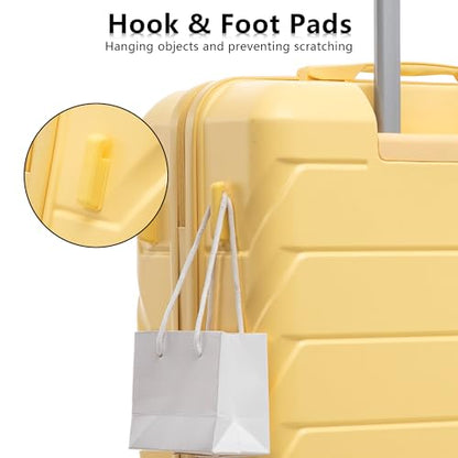 Hardshell Luggage Sets, Lightweight Stripes Suitcases with Spinner Wheels, Yellow-220 - color: Yellow-220, size: 20/24/28 Inch