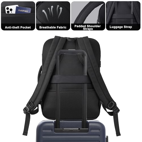 MOZETO TSA Approved Carry On Backpack, Extra Large Tactical Travel Backpack for Men, Airplane Approved Weekender Bag for Flight (Black) - color: Black