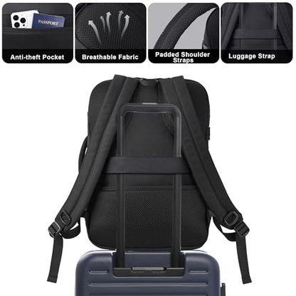 MOZETO TSA Approved Carry On Backpack, Extra Large Tactical Travel Backpack for Men, Airplane Approved Weekender Bag for Flight (Black) - color: Black