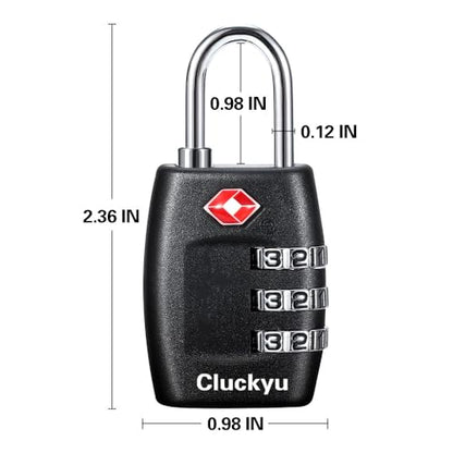 TSA Luggage Locks (4Pack) - 3 Digit Combination Padlocks - Approved Travel Lock for Suitcases & Baggage (Black) - color: Black