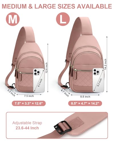Capolo Crossbody Bags for Women Waterproof Sling Shoulder Bag Fanny Pack - color: Pink, size: Large