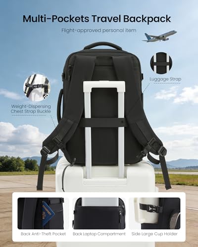 LOVEVOOK 25L Casual Daypack for Women Men, Large Travel Hiking Backpack - color: Black, size: 25L