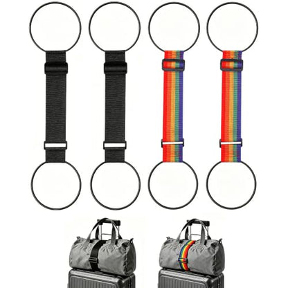Luggage Straps for Suitcases, Luggage Connector Belt Strap - color: 2 Black+2 Colorful