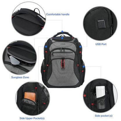 KROSER Travel Laptop Backpack 17.3 Inch XL Computer Backpack for Men/Women - color: Black/Grey, size: 17.3 inch