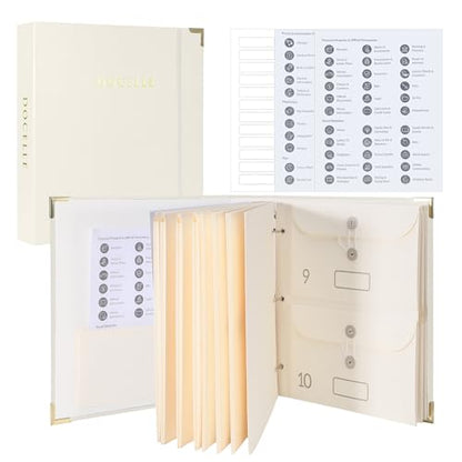 Important Document Organizer – Emergency File Folder Protect Your Family’s Legacy with 3-Ring and Label Pockets, Perfect for Home Office Filing and Gift Giving on Special Occasions - color: Beige