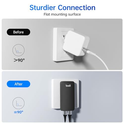 BUDI 17W Extra Slim Portable Wall Charger 2-Port USB-A Charger Foldable Wall Plug Compatible with Home Camera, iPhone IPad Samsung Galaxy(Black USB-A) - color: 17W USB-A - Black