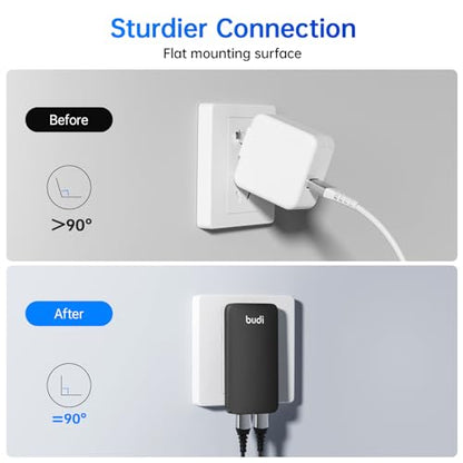 BUDI 17W Extra Slim Portable Wall Charger 2-Port USB-A Charger Foldable Wall Plug Compatible with Home Camera, iPhone IPad Samsung Galaxy(Black USB-A) - color: 17W USB-A - Black