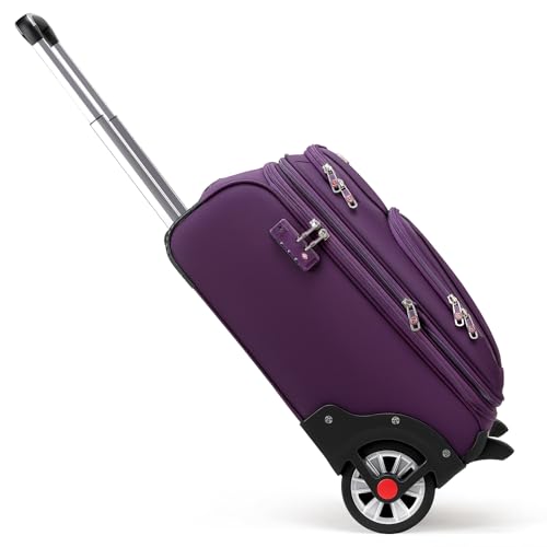 ROPLUS Laduga Softside Expandable Luggage with Large Wheels Carry-On Luggage Suicase (Purple, 21-Inch) - color: Purple, size: 21-Inch