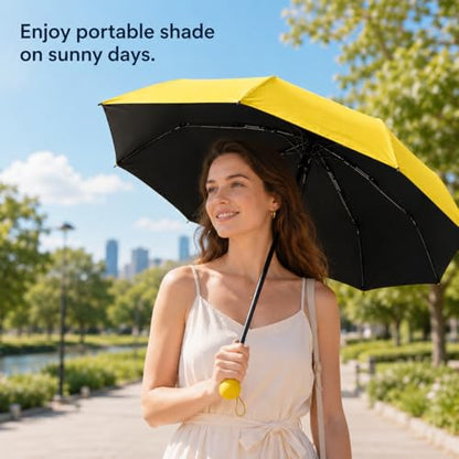 Mini Portable Travel Umbrella with Case,Compact Umbrellas,Waterproof Mini Portable Umbrella for Travel, Office, and Daily - color: Yellow
