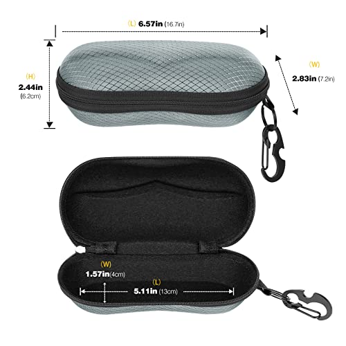 MoKo Semi Hard Shell Sunglasses Case, Unisex Protective Eyeglass Case Glasses Case Holder with Metal Hanging Hook - color: Gray-eva, size: 1 Pack