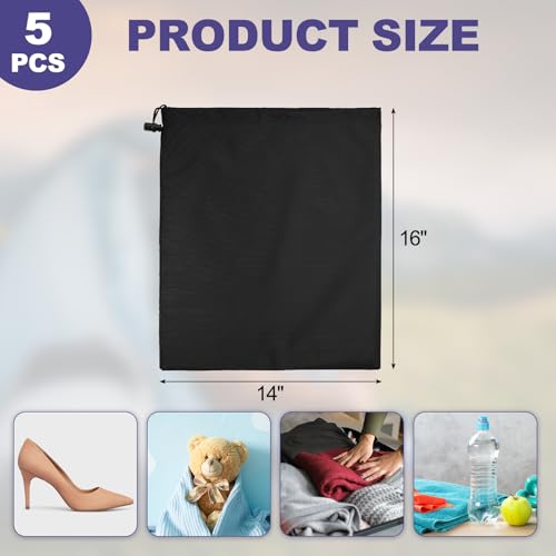 uxcell 210D Polyester Drawstring Bag w/Toggle,14x16 Inch Bag,Black - color: Black, size: 14x16inch
