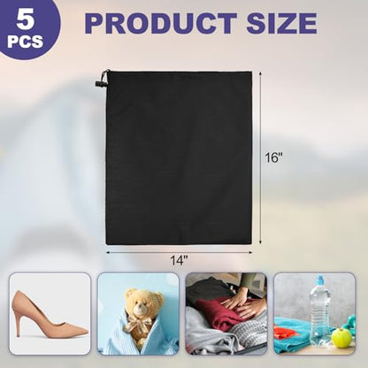 uxcell 210D Polyester Drawstring Bag w/Toggle,14x16 Inch Bag,Black - color: Black, size: 14x16inch