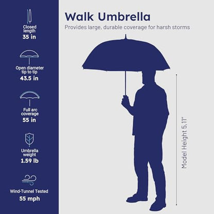 Weatherman Umbrella - Stick Umbrella - Windproof Umbrella Resists Up to 55 MPH Winds (Shaved Chocolate) - color: Shaved Chocolate