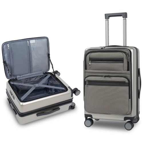 VANKEAN 20 Inch Expandable Hardshell Spinner TSA USB Port Carry-On Approved - color: CHAMPAGNE