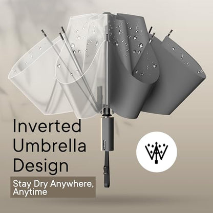 QWB Inverted Umbrella With Auto Open Close Windproof Portable - color: gray, size: 46 IN