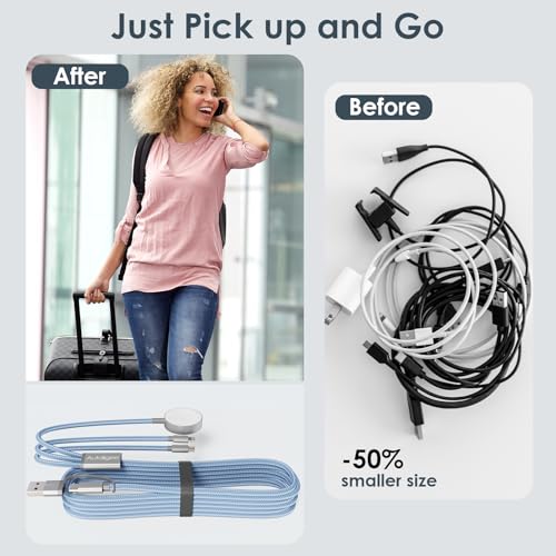 2Pack Travel Essentials,Multi Charging Cable for Apple Watch Charger Blue - color: Blue, size: 2Pack-4FT