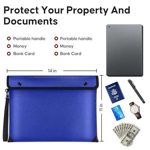 6500℉ Upgraded Fireproof Bags with Fire Proof Zipper A4 Size (Blue) - color: Blue, size: A4 Size