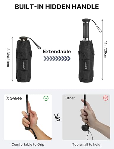 G4Free 46 Inch UPF 50+ Sun Umbrella with Extendable Built-in Handle - color: Black