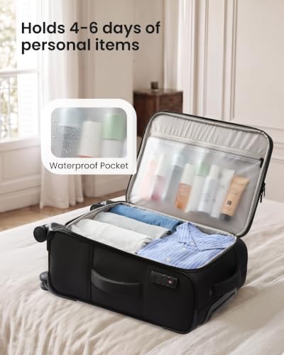 LOVEVOOK Carry On Luggage 22x14x9 - Airline Approved Spinner Suitcase - color: Black-Purple, size: Medium-22 inch