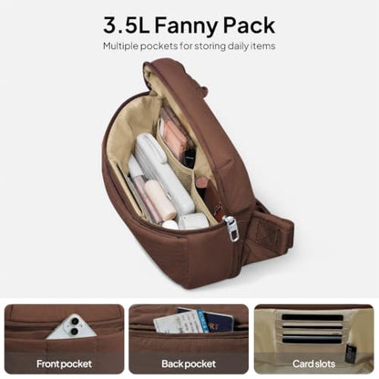 TOPEAST Waist Pack 3.5L Fanny Packs with Water Bottle Holder - color: Coffee