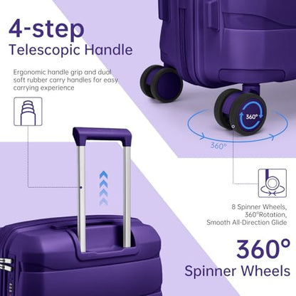 Luggage Sets 5 Pieces, Suitcase Set with Wheels, Suitcases for Women - color: Grape Purple-5pcs, style: 5 Piece Set (Backpack)