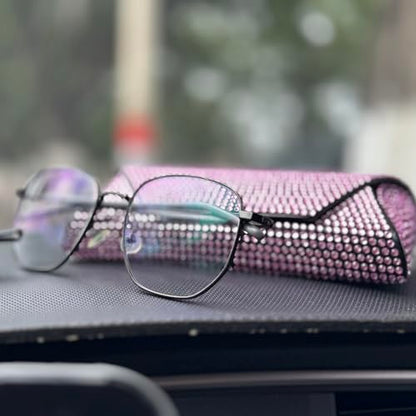 Bling Eyeglass Case for Women, Hard Shell Sunglasses Case - color: Purple