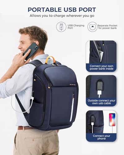 Ponhog 17 Inch Laptop Backpack for Men Dark Blue - color: B-dark Blue, size: 17 Inch