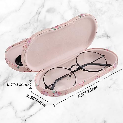 MoKo Double Eyeglass Case,Glasses and contact case 2 in 1 with Mirror - color: Pink Flowers