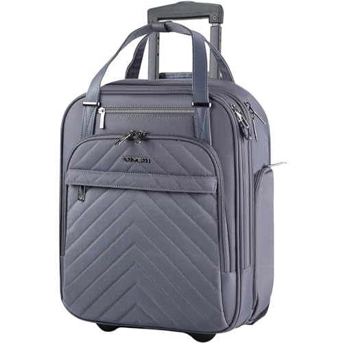 VANKEAN 16" Underseat Rolling Suitcase Travel Business Lightweight - color: Dark Grey