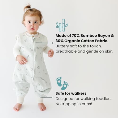 Dreamsuit: Toddler Sleep Sack with Legs, Rayon Made from Bamboo - color: Croissant, size: 3-4T