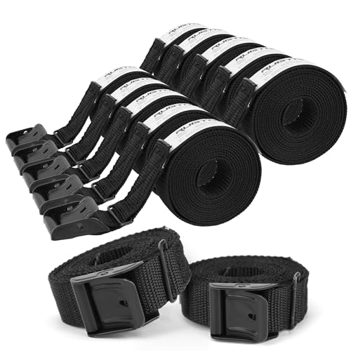 Rugtol Lashing Strap, 1 Inch x 6FT Cinch Straps with Adjustable Buckles, 550lb Heavy Duty Secure Cam Strap Easy Pull Tight or Release Black Cargo Tie Down Straps for Kayak Motorcycle Luggage, 12 Pack - size: 1'' x 6FT - 12pack
