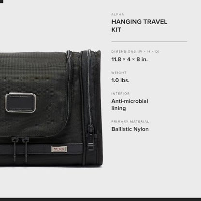 TUMI - Alpha Hanging Travel Kit - Toiletries and Cosmetics Organizer - Travel Essentials Bag with Hooks & Pockets - Black - color: Black