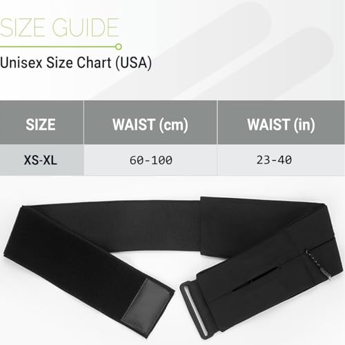 AnsrJ Adjustable Running Belt for Women & Men.Slim Thin Elastic Waistband. - color: BLack