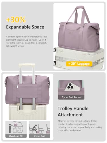 Capolo Expandable Travel Duffle Bag Weekender Overnight Bags for Women Men - color: Dark Purple, size: X-Large