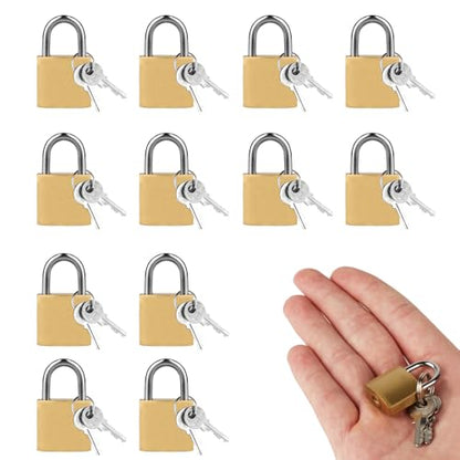 12 Pcs Mini Suitcase Locks with Different Keys Small Keyed Padlocks - color: Gold, size: 20MM-12PCS