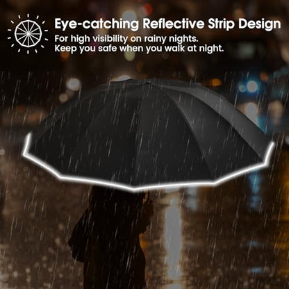 G4Free 54 Inch Inverted Umbrella Windproof Large Umbrella for Rain - color: Black/Dark Blue